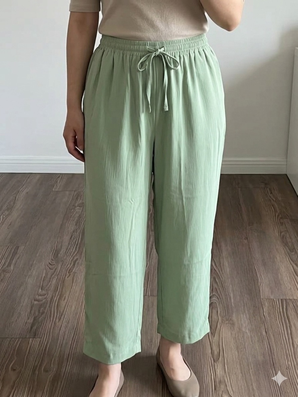 Vtg Alfred Dunner Woman Pants 18W Sage Green Elastic Waist Made in USA